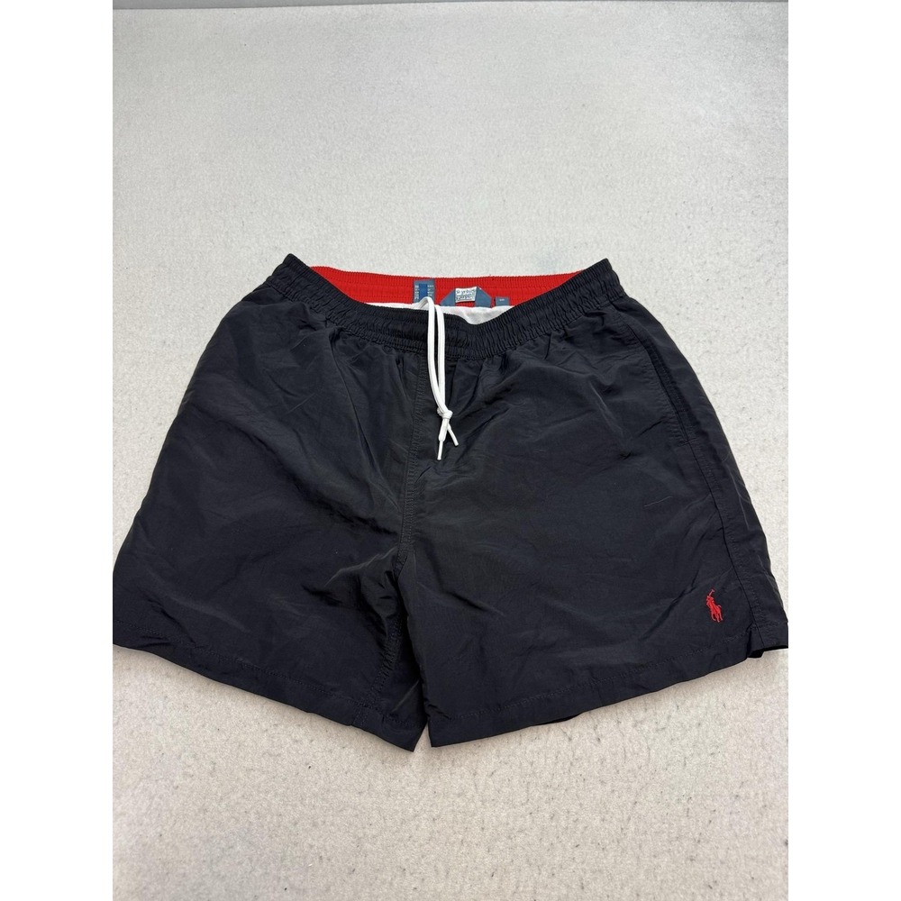 Vintage Polo Ralph Lauren Swim Trunks Shorts Mens XL Black Elastic Mesh Lined